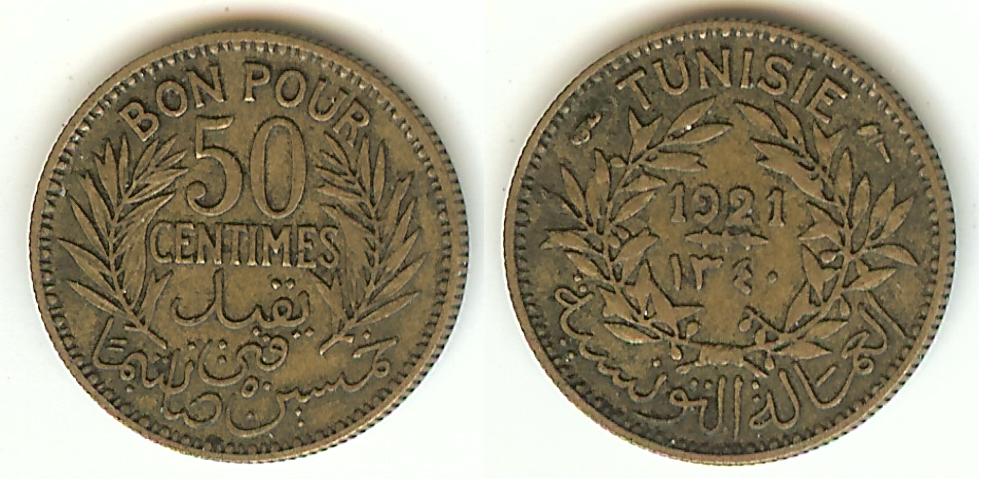 TUNISIA - French protectorat (1881-1956) 50 Centimes 1921 VF